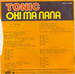 Le verso de la pochette&nbsp;: (Tonic - Oh&nbsp;! Ma nana)