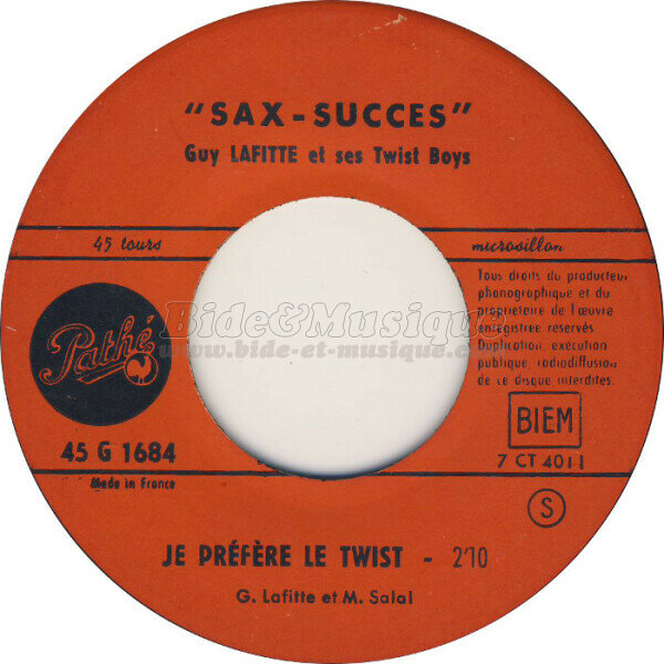 Guy Lafitte et ses Twist Boys - Je préfère le twist